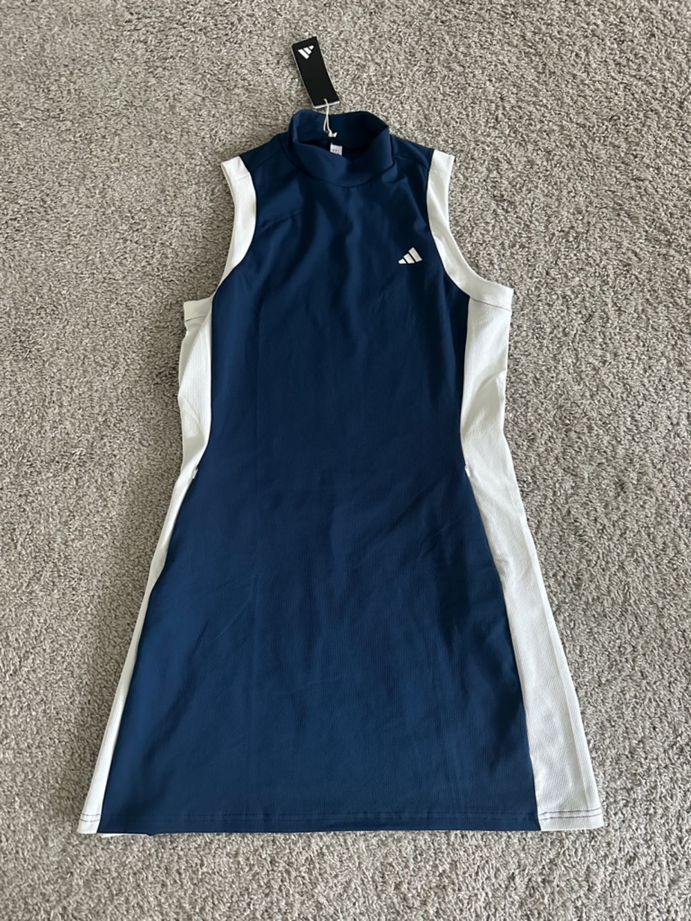 NEW ADIDAS Ultimate Rib Golf Dress Size Large Navy/White Retail $110